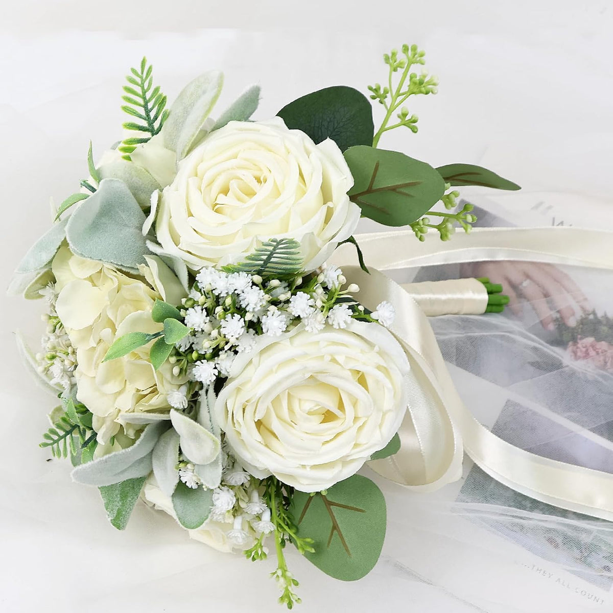 SEMONONIA Ramos de boda para novia, dama de honor, 8.5 pulgadas, ro...