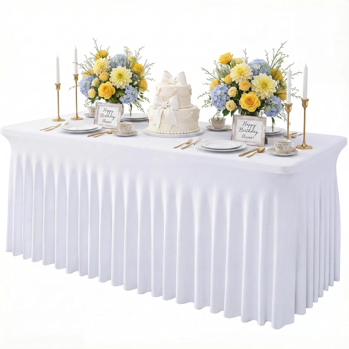 Wokceer Mantel de spandex blanco para mesa rectangular de 6 pies, c...