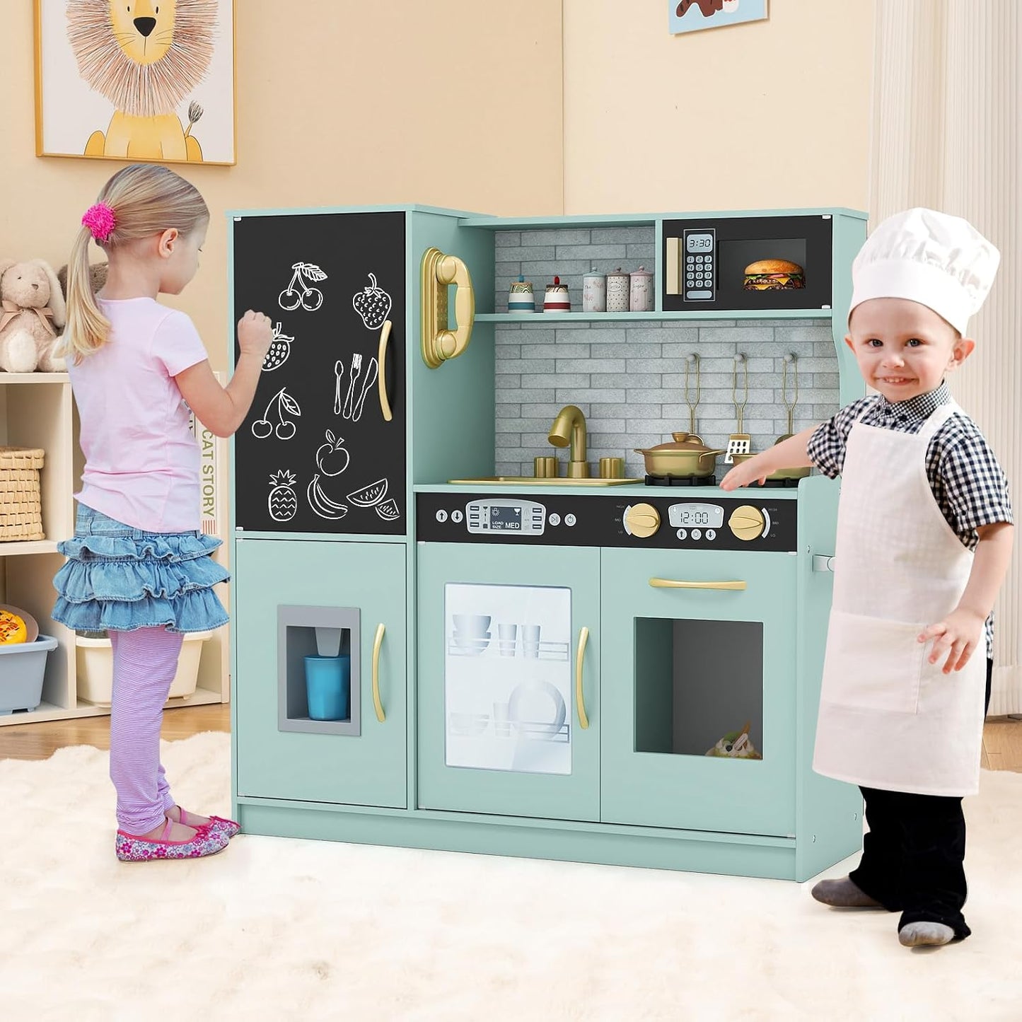 HONEY JOY Juego de Cocina para Niños, Conjunto de Cocina de Juguete...