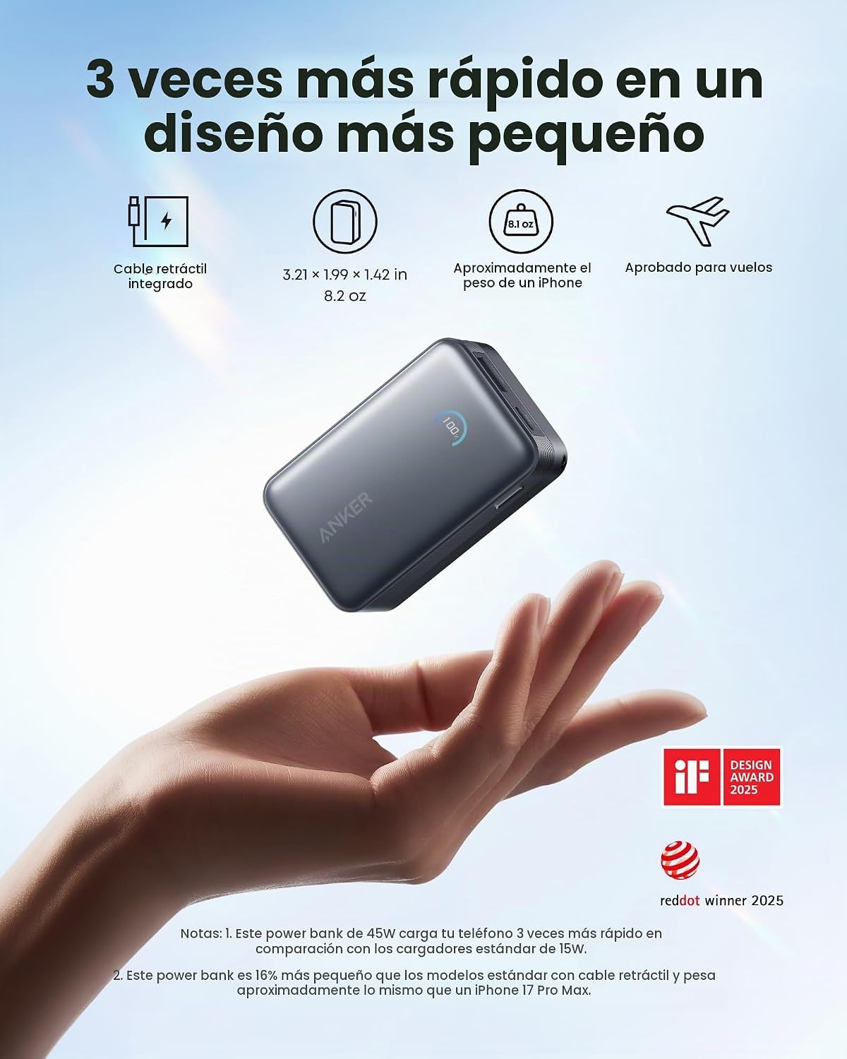 Anker Banco de energía nano, cargador portátil de 45W 10,000mAh, pa...