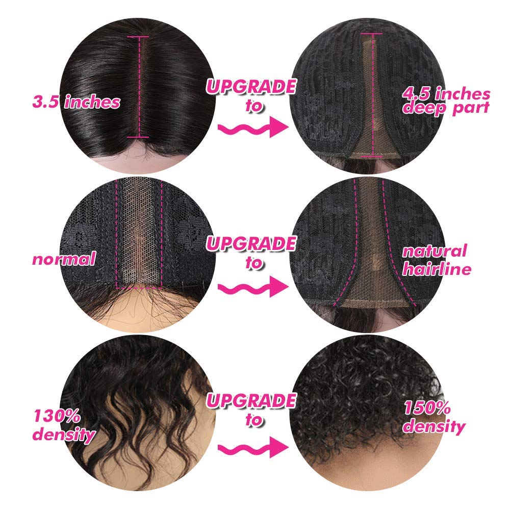Fine Plus Pelucas de cabello humano sin pegamento, pelucas rizadas...