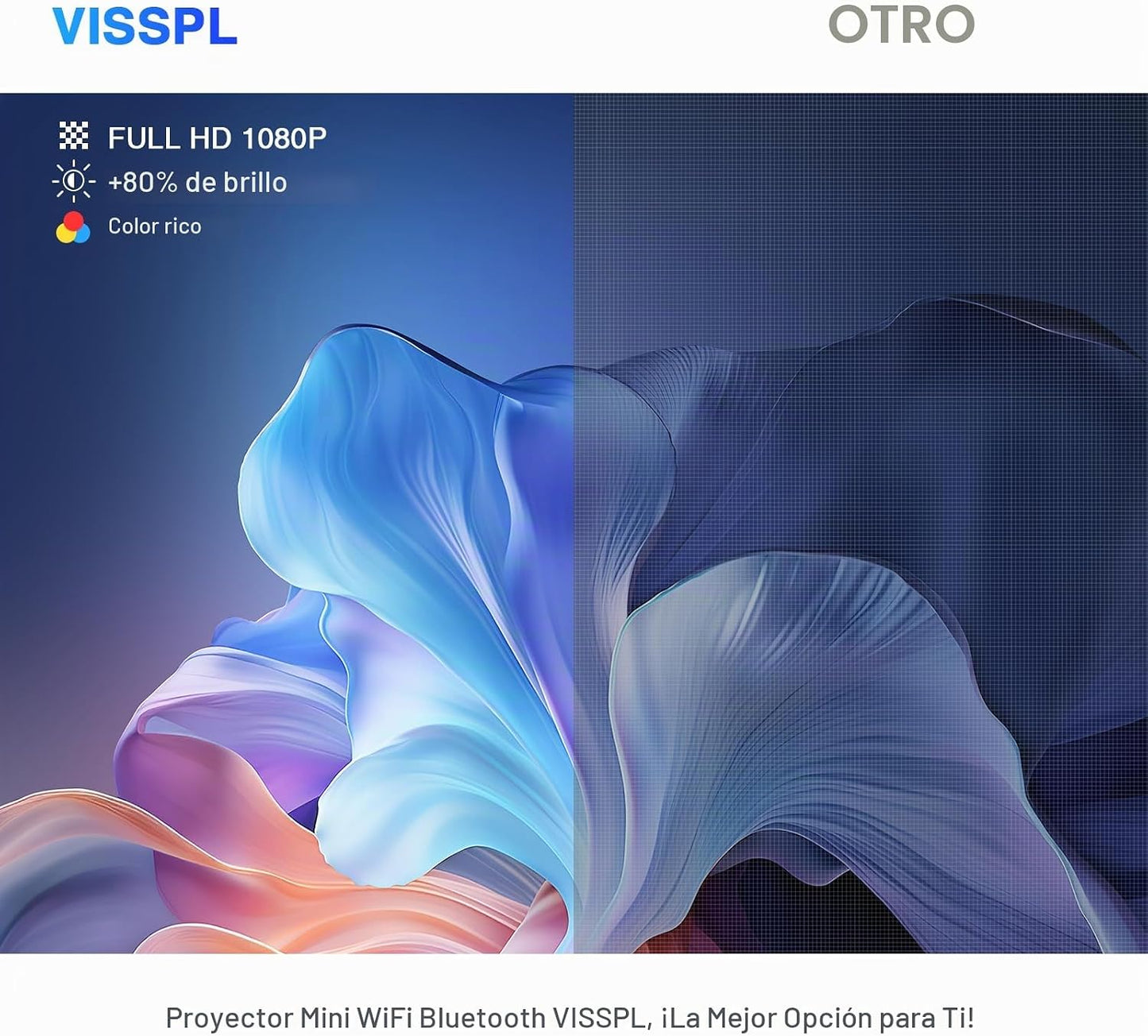Mini proyector con WiFi y Bluetooth, proyector VISSPL FHD 1080P, pr...