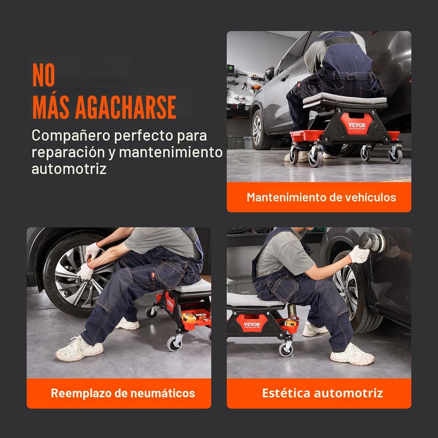 VEVOR Taburete mecánico de 300 libras de capacidad, regalo para hom...