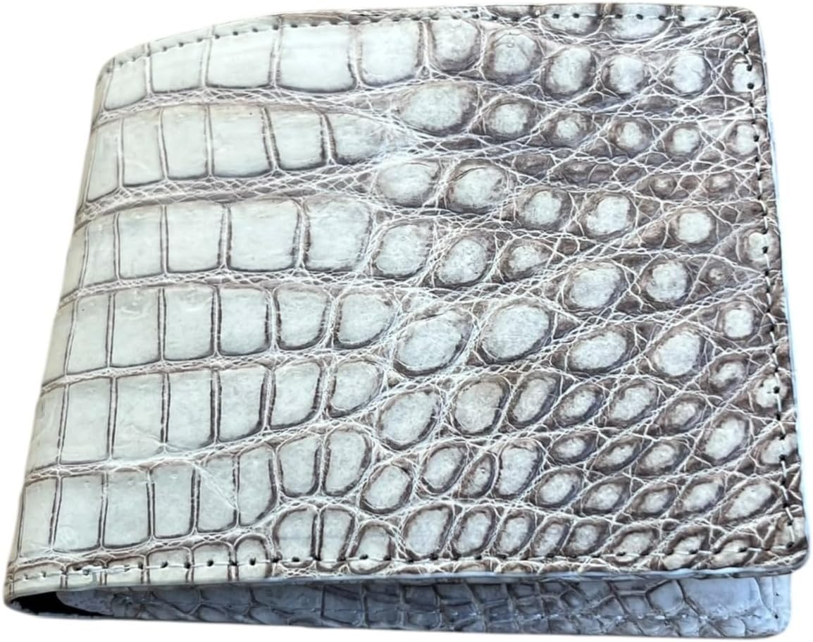 VIETDAVN Carteras plegables de cocodrilo genuinas para hombres, car...