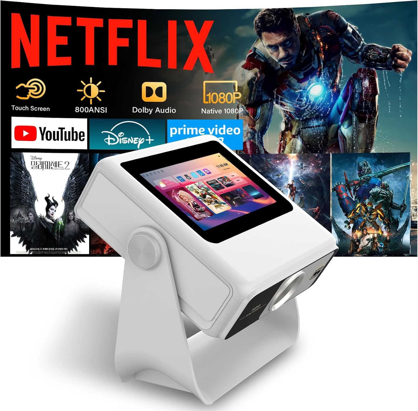Proyector inteligente con WiFi y Bluetooth, 4K compatible con Nativ...