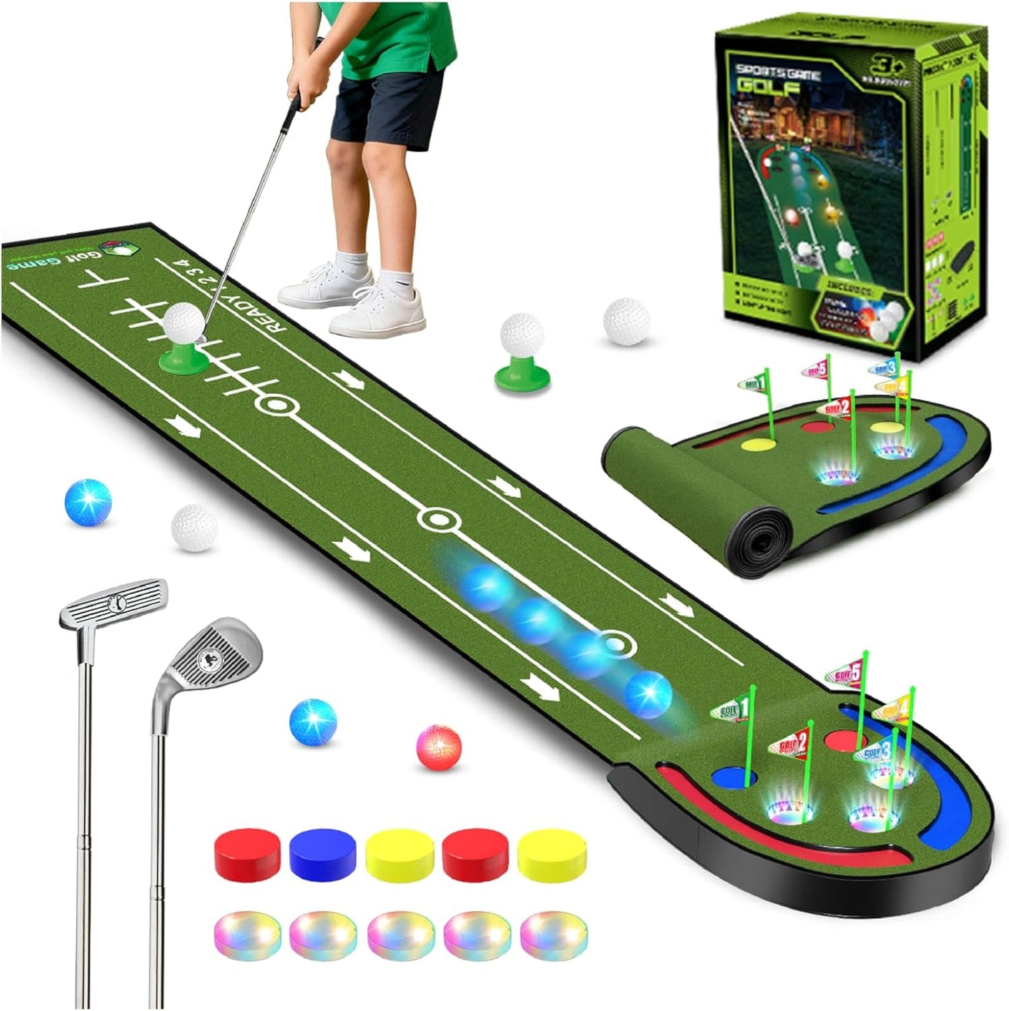 TERRAMUS Alfombra de Golf Mejorada para Niños, Verde de Golf de 2.3...