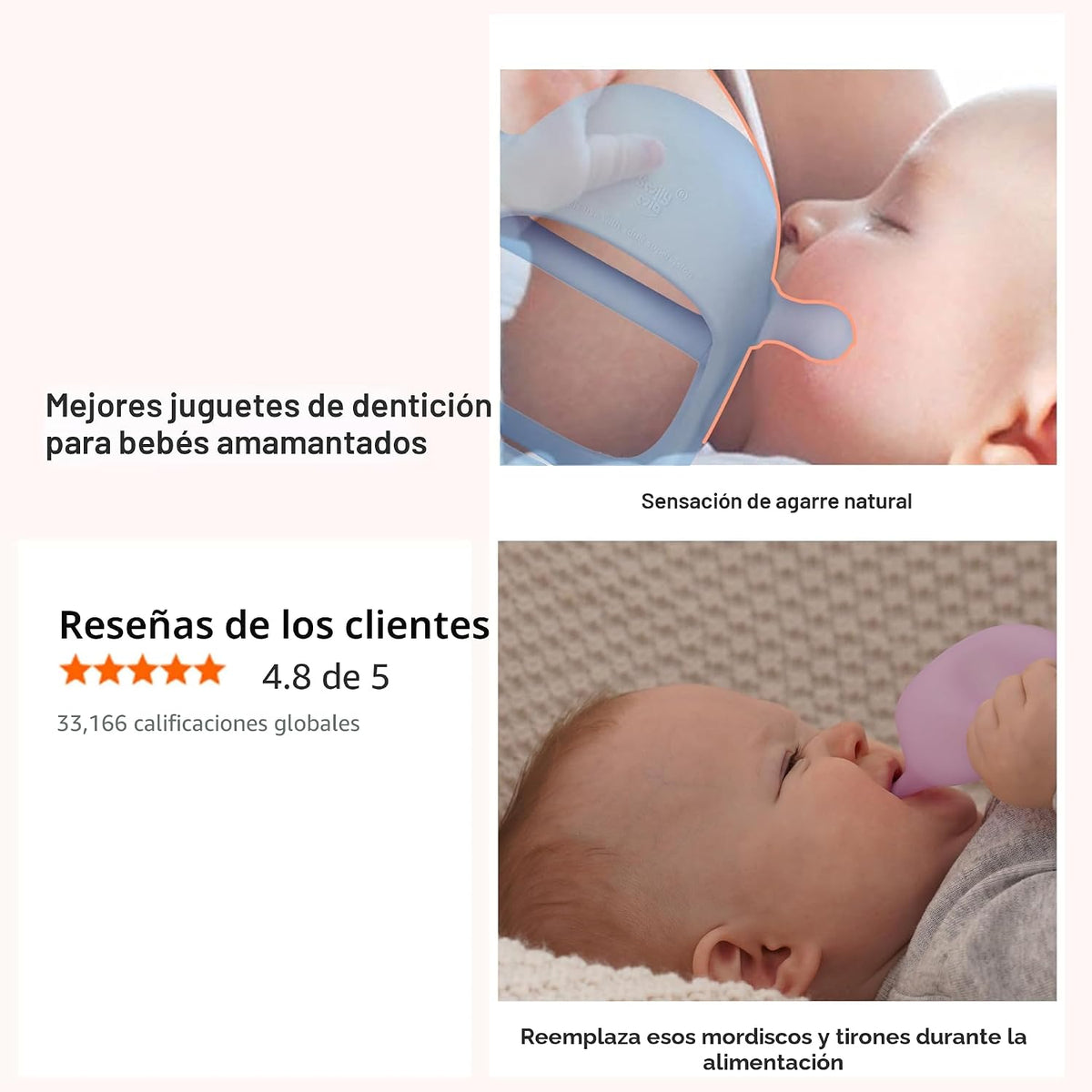 Smily Mia Paquete de 2 juguetes de dentición para bebés de 0 a 6, 3...