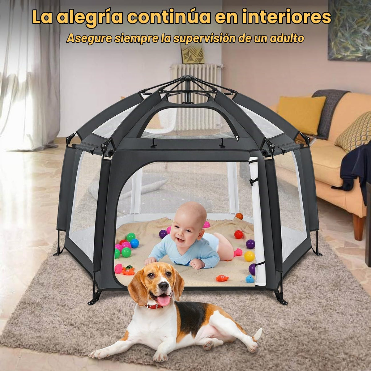 Zooawa Corralito desplegable para interiores y exteriores para bebé...