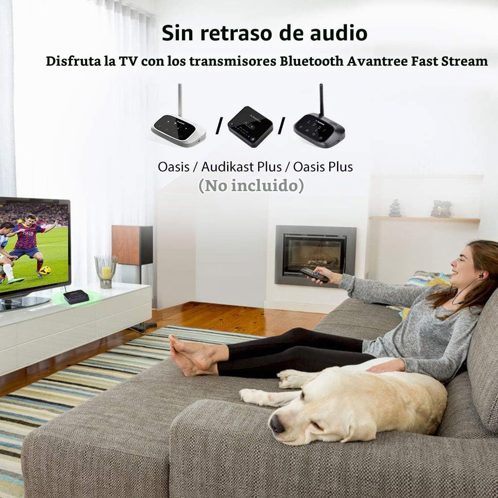 Avantree Auriculares Bluetooth con banda para el cuello para TV PC,...