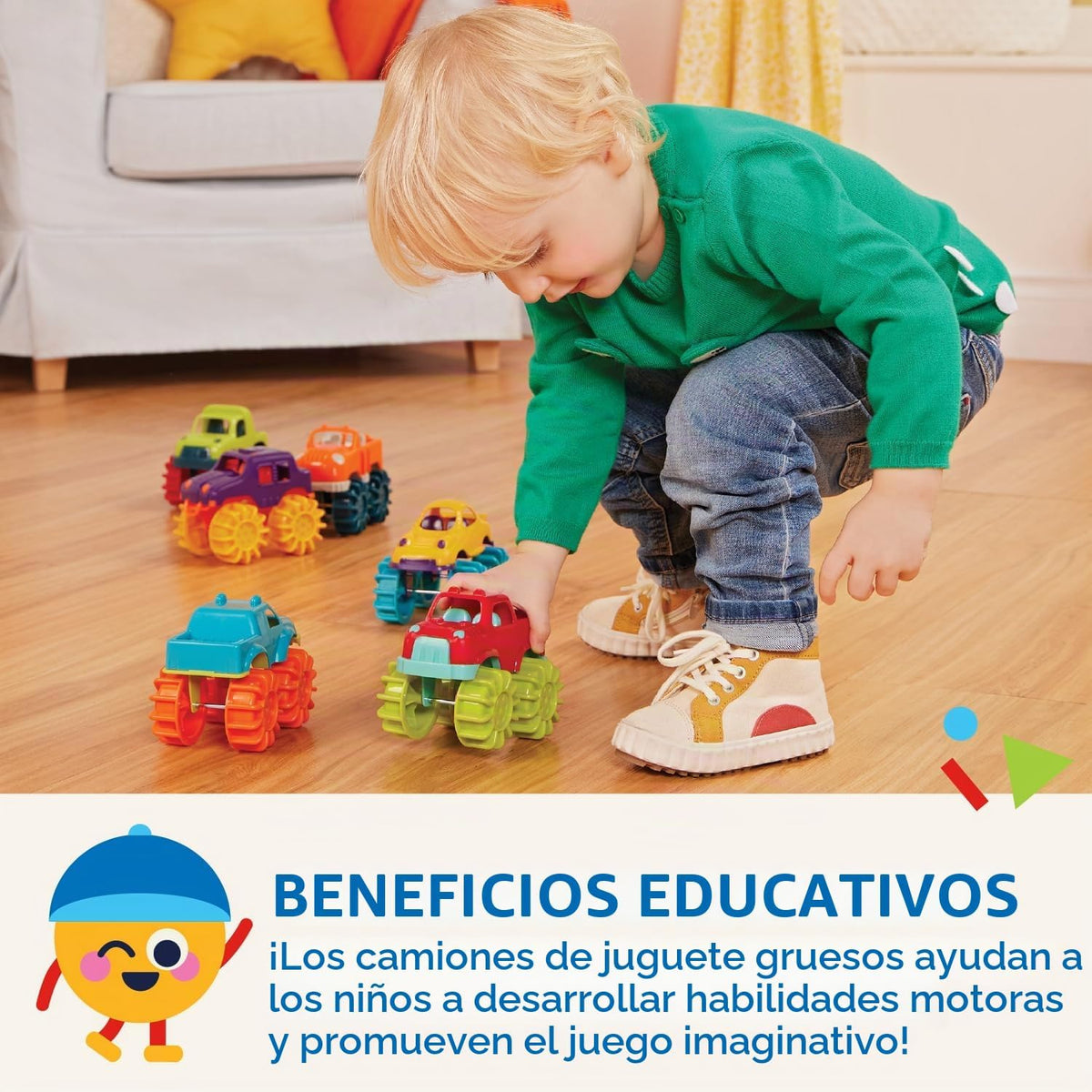 Battat Coches de juguete de plástico - Paquete de 6 y bolsa de alma...