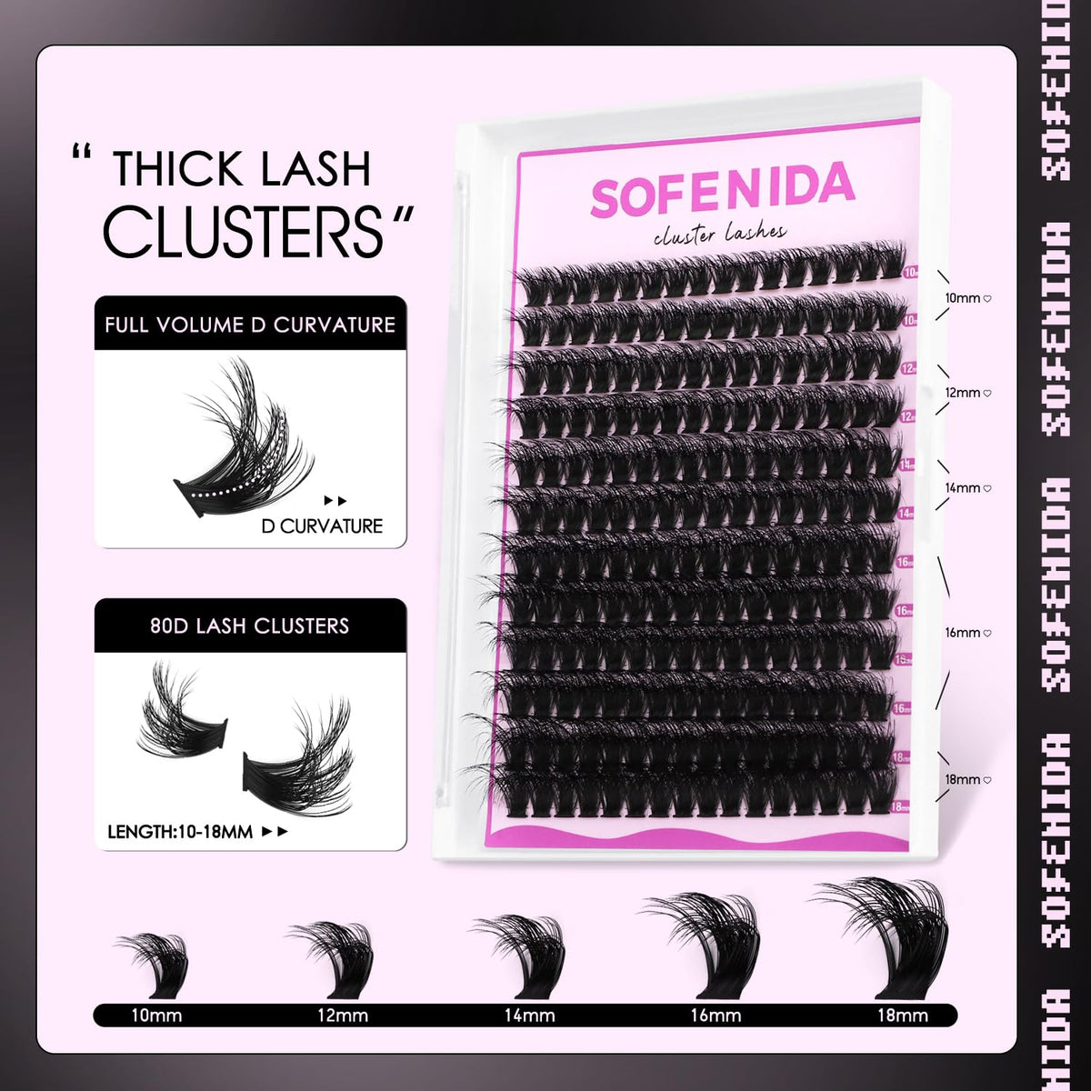 SOFENIDA Kit de racimos de pestañas 80D, kit de extensiones de pest...