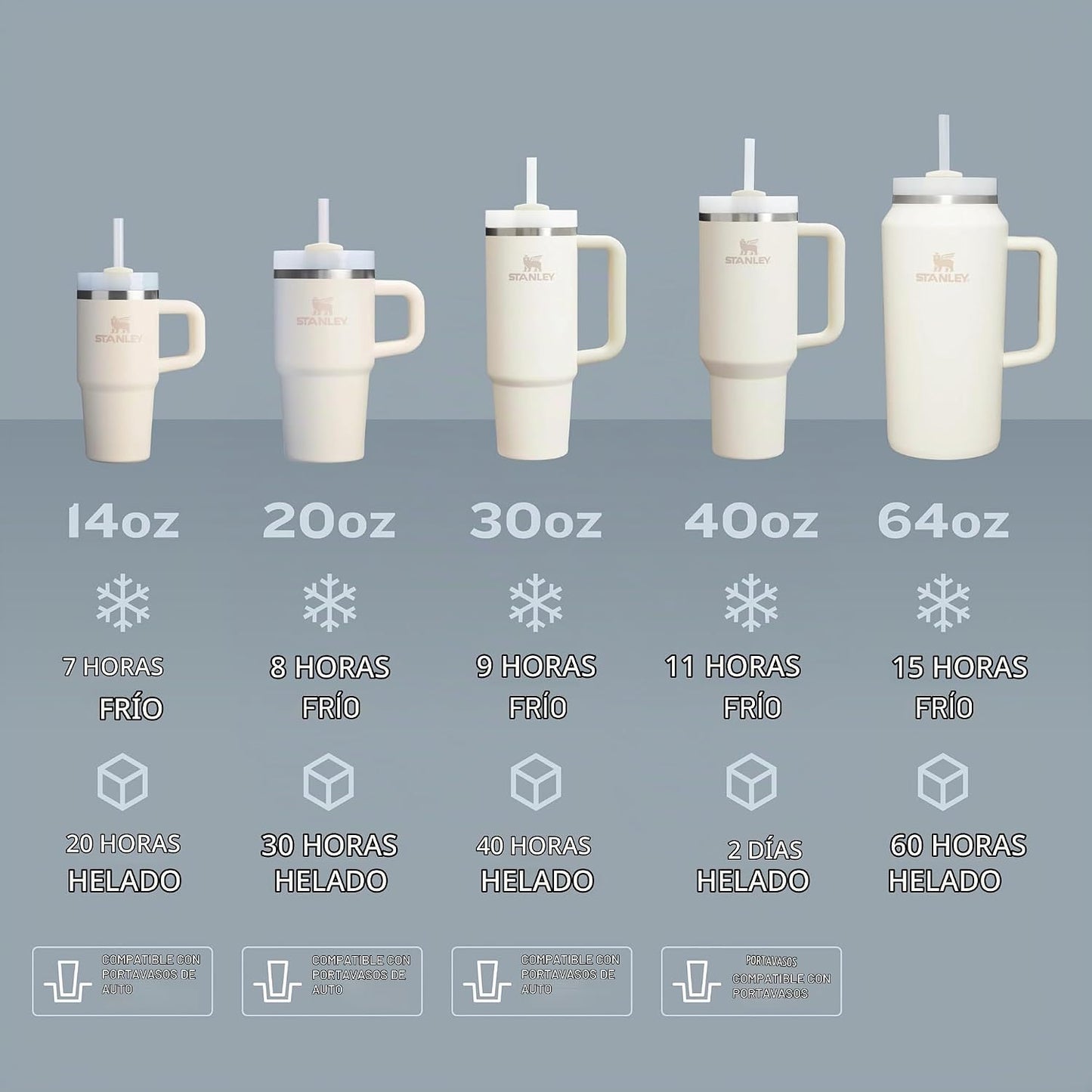 Stanley Quencher H2.0 - Vaso de acero inoxidable con asa, pajilla y...