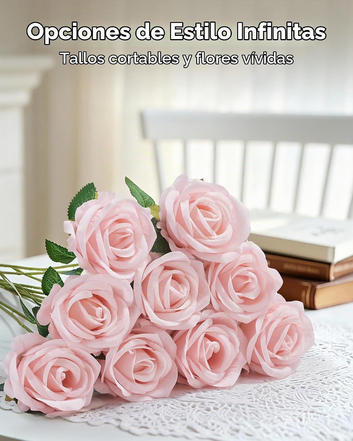 InnoGear 50 rosas artificiales de color rubor, rosas artificiales d...