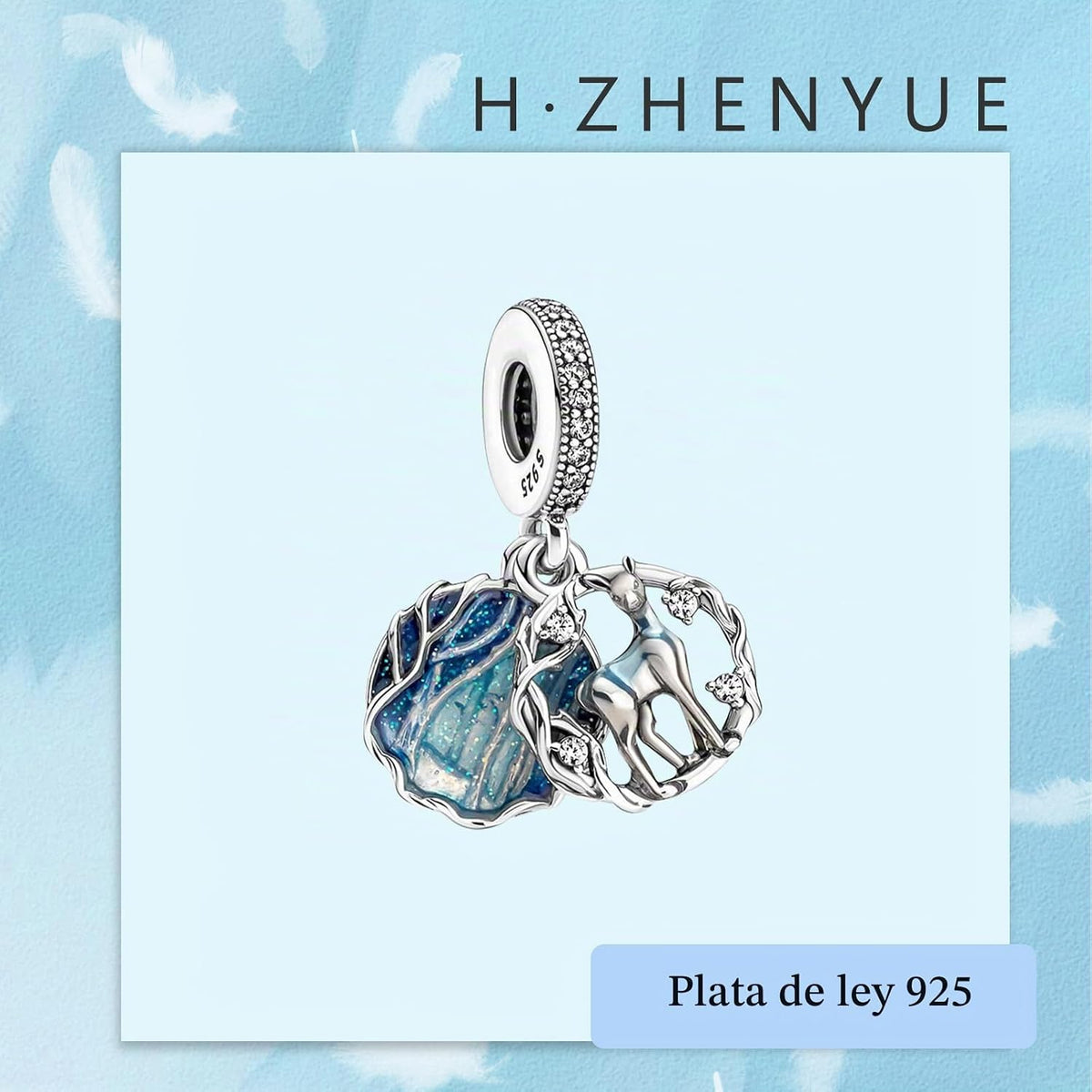 H.ZHENYUE Dijes de plata esterlina 925 con diseño de personaje de p...