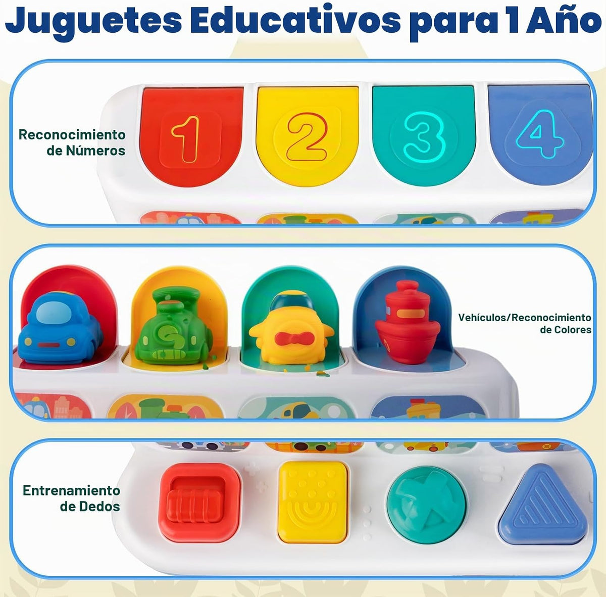 Juguete interactivo de vehículo emergente de causa y efecto para ni...