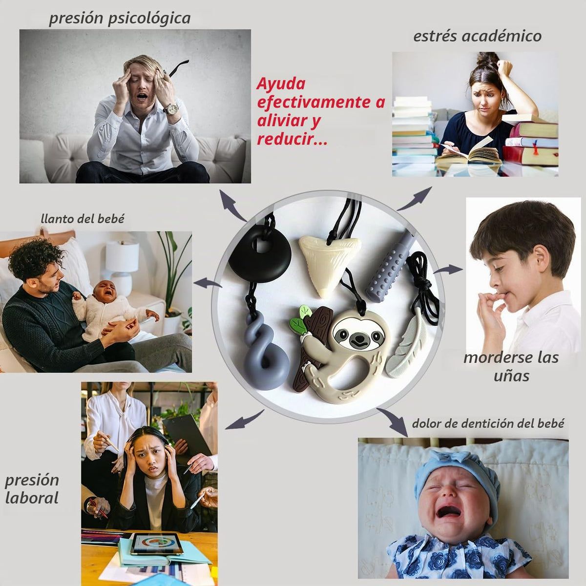 Collares masticables para niños sensoriales, paquete de 6 collares...