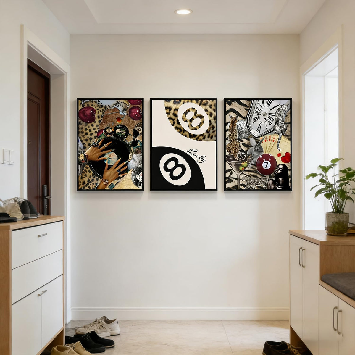 3 piezas de lienzo de guepardo a la moda, pintura de leopardo, deco...