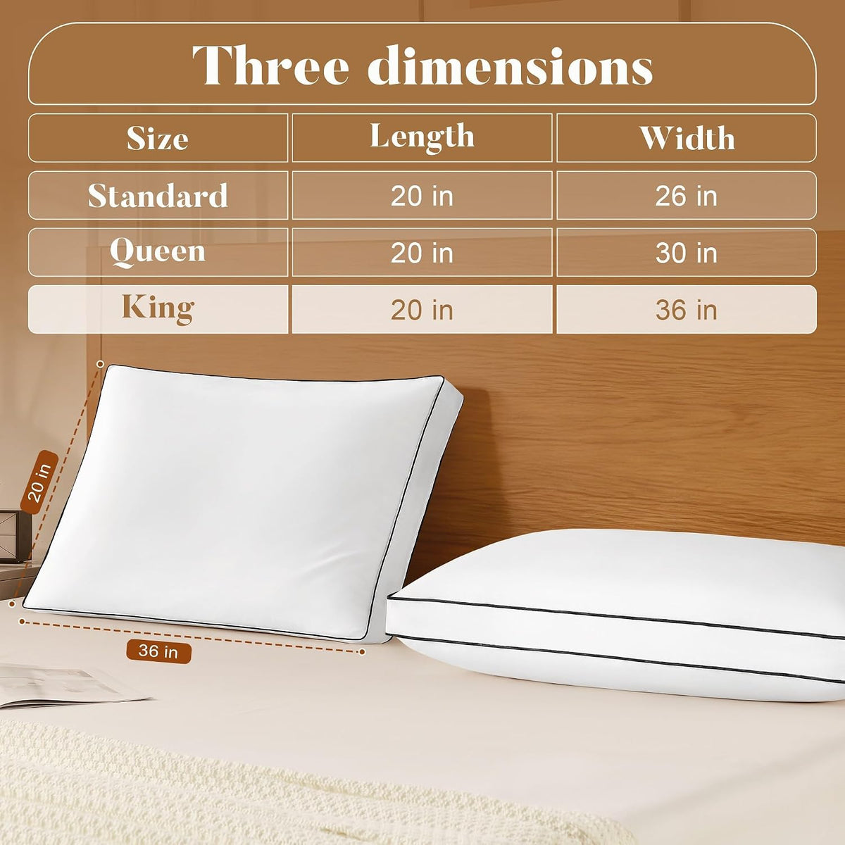 DOWNSTORIA Paquete de 2 almohadas de plumas de ganso King con refue...