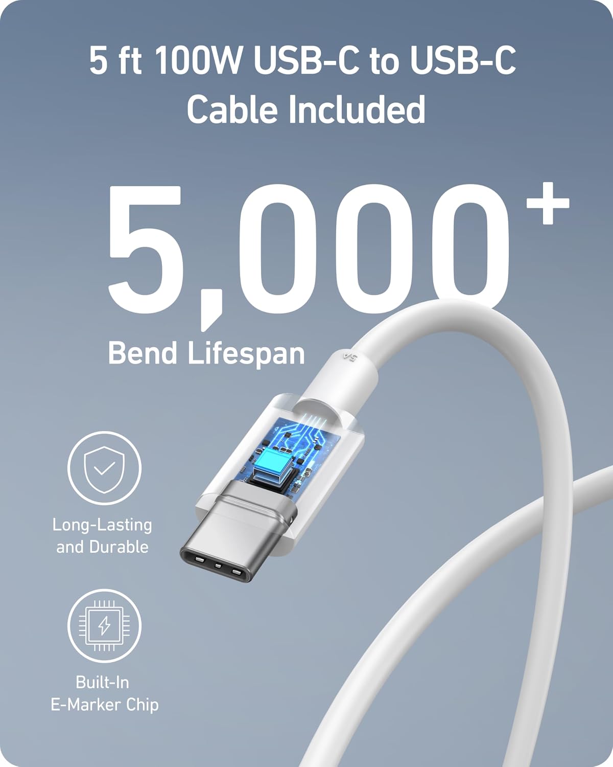 Anker Cargador Nano 100W para MacBook, bloque compacto rápido del c...
