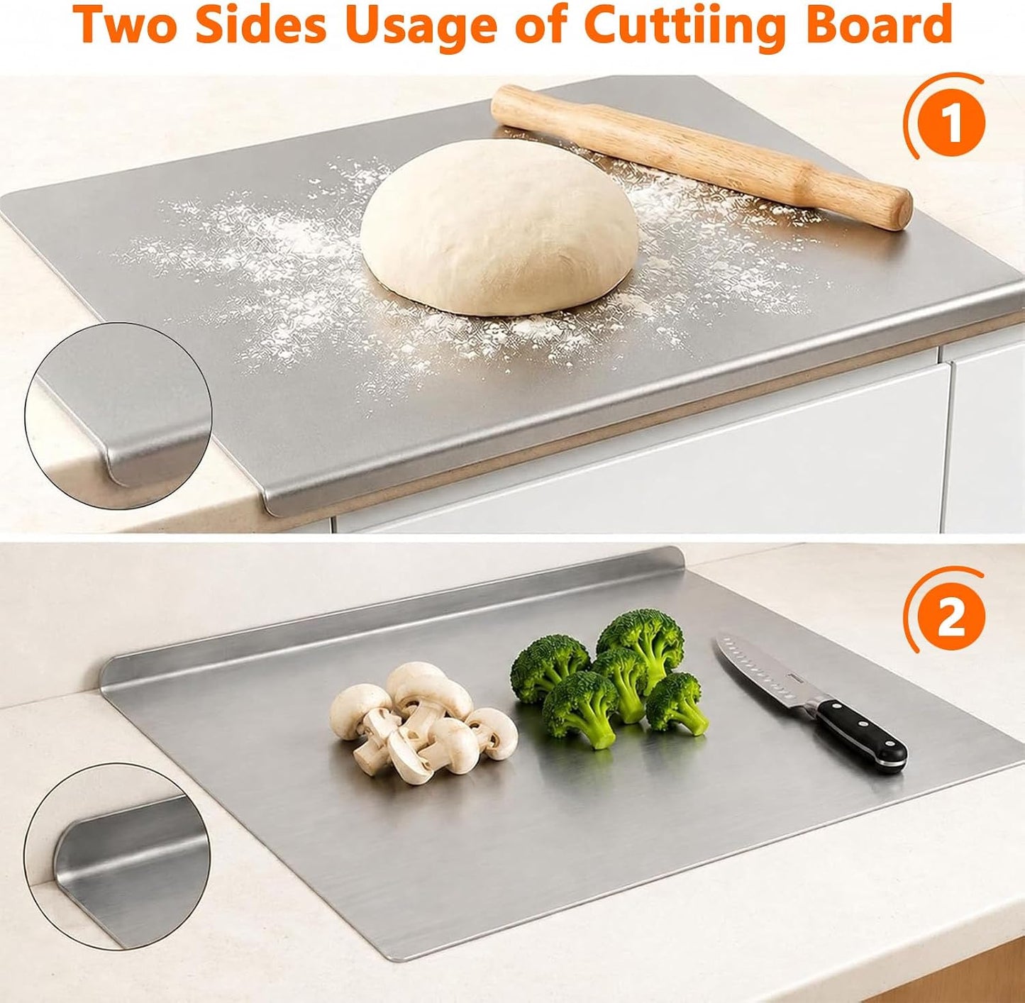 Tabla de cortar de acero inoxidable para cocina, tabla de cortar de...
