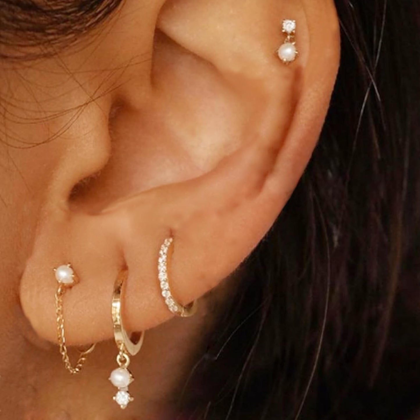 SELSHE Aretes chapados en oro para mujer, chapados en oro de 14 qui...