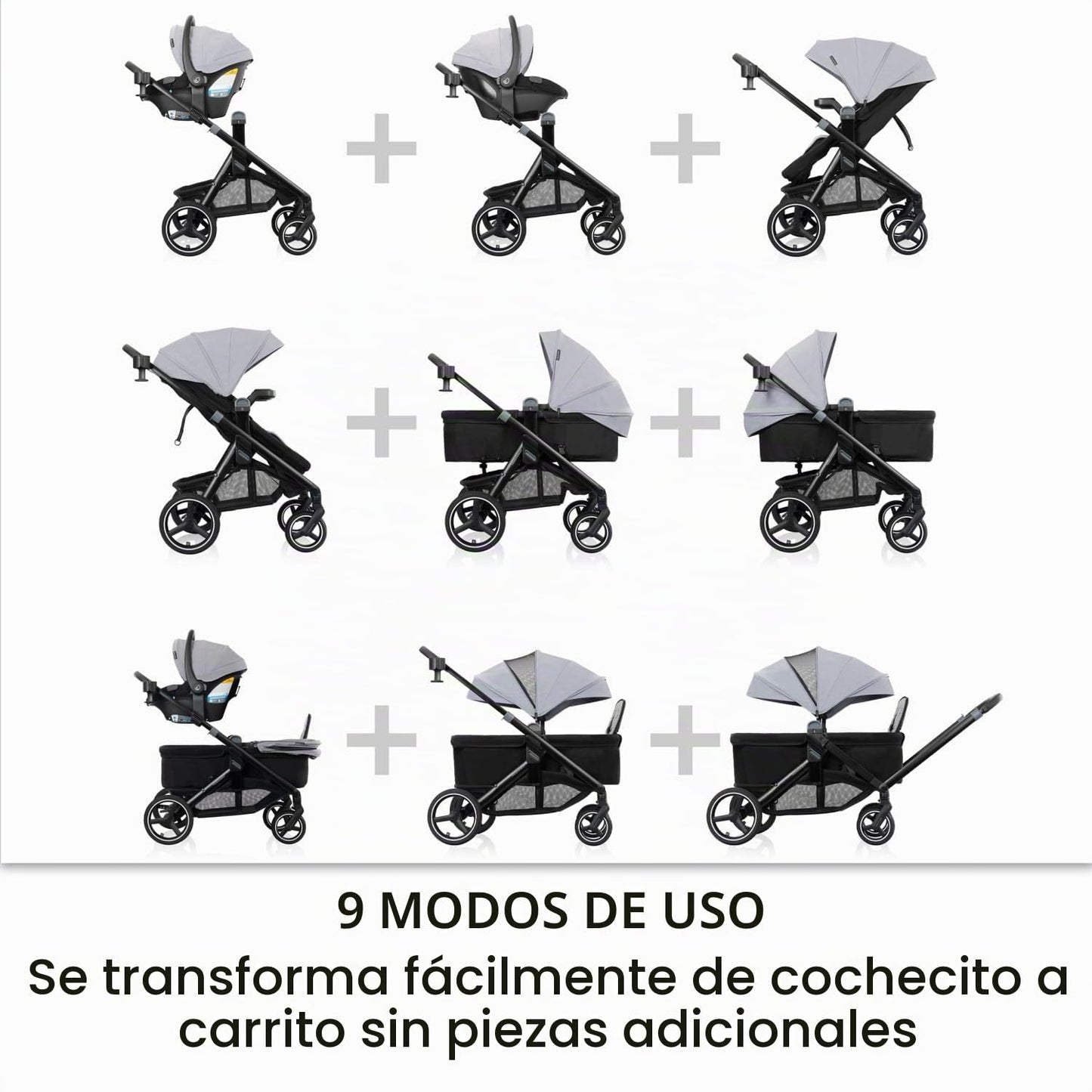 Evenflo Cochecito transformador a vagón sistema de viaje w\/LiteMax...