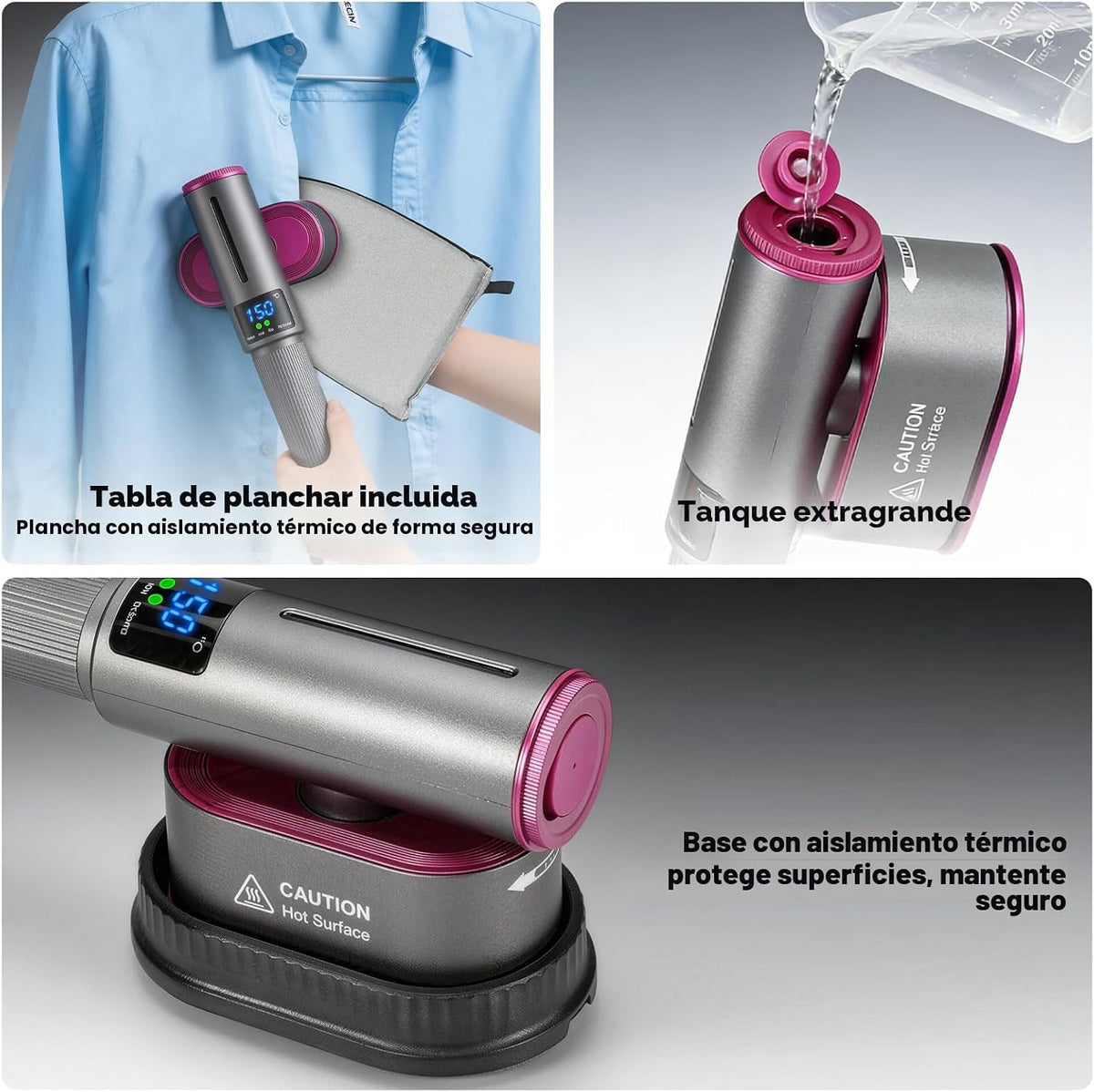 HORTIGRACE Vaporizador de viaje para ropa, plancha de vapor 2 en 1...