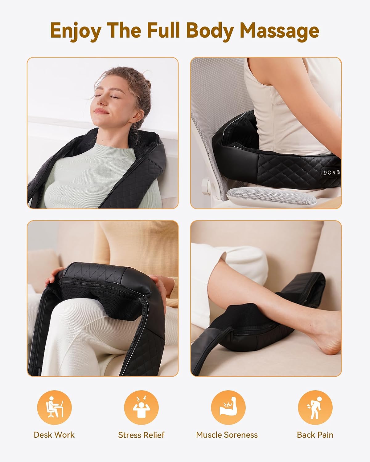 Masajeador de cuello con calor, masajeador Shiatsu de cuello y espa...