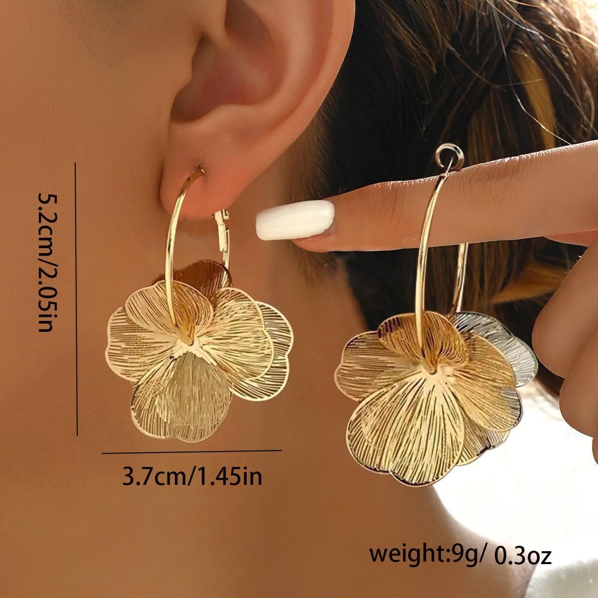 Aretes colgantes de flores para mujer, aretes de aro de moda con di...