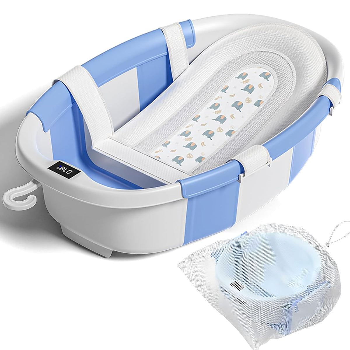 Bañera plegable para bebés, bañeras para bebés recién nacidos con c...
