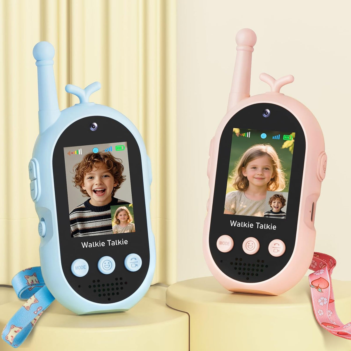 Walkie Talkies de video para niños, paquete de 2 recargables con pa...
