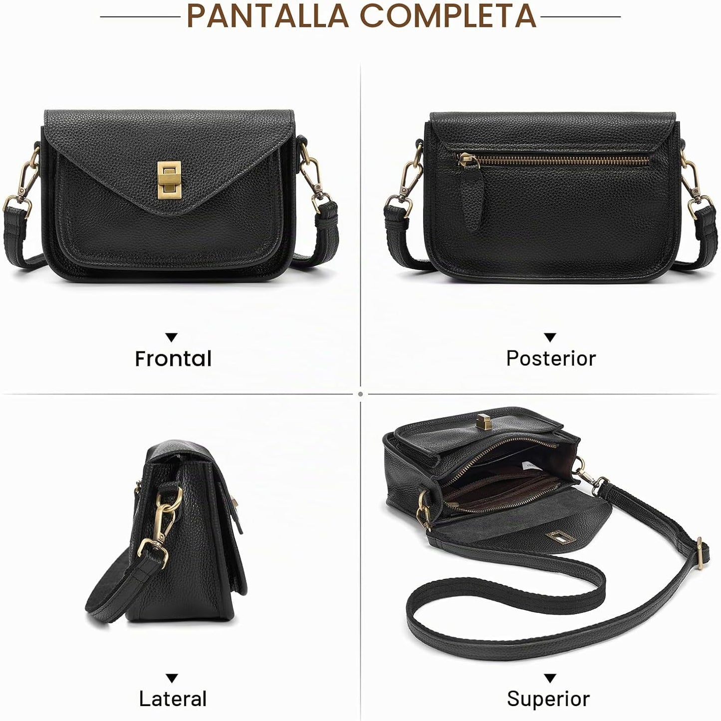 UEIRY Bolsos bandolera de cuero genuino para mujer, bolsos cruzados...