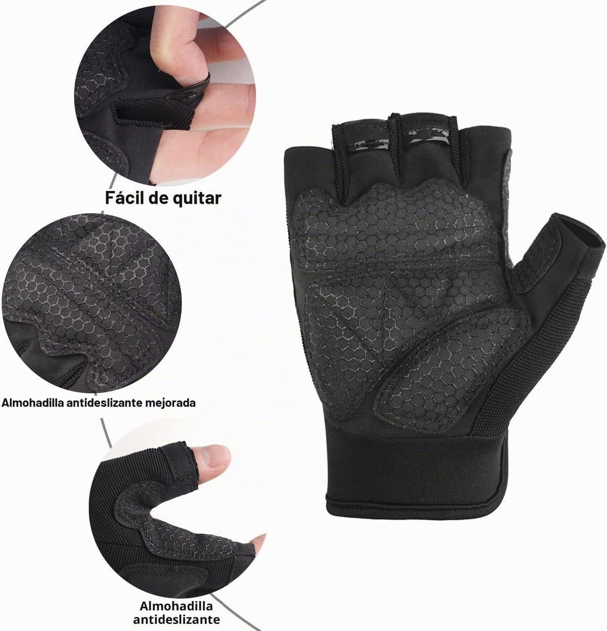 FIORETTO Guantes sin dedos, guantes de medio dedo para conducción,...