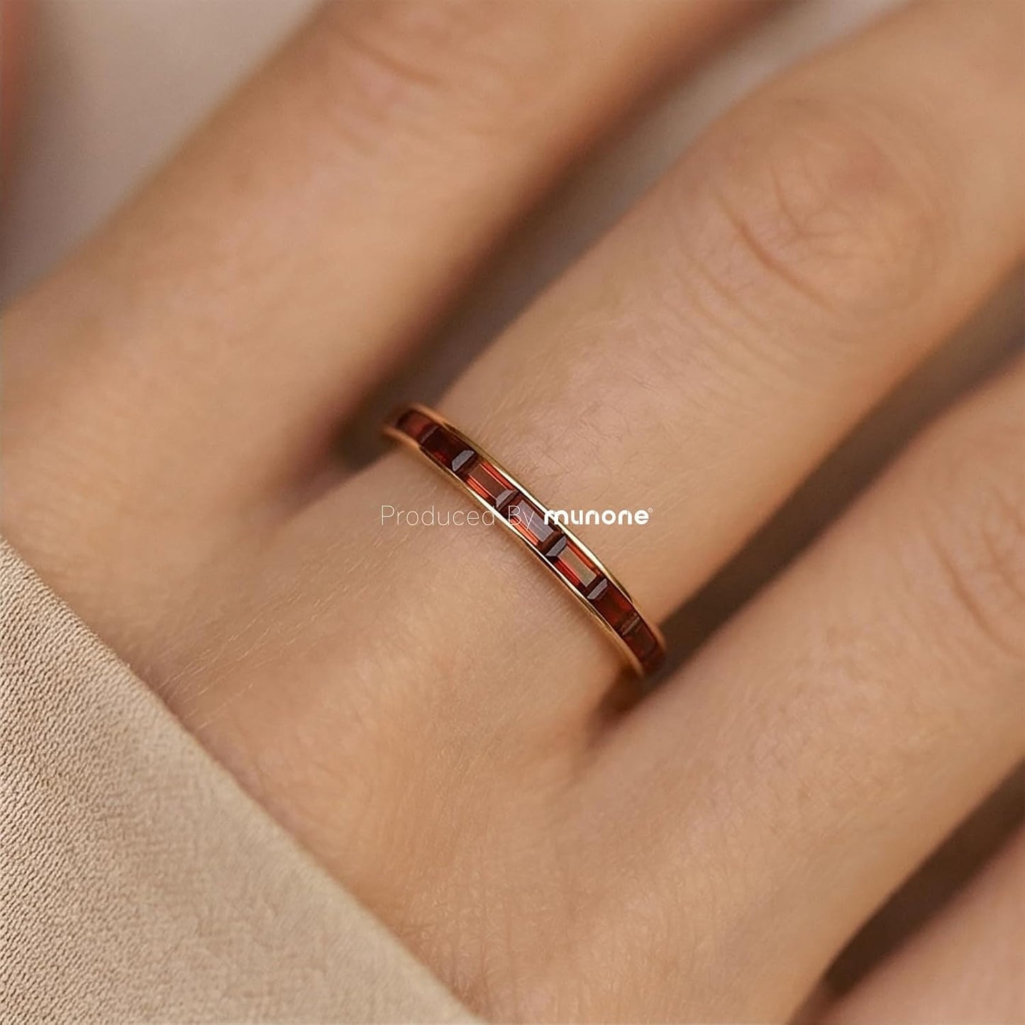 munone Anillos de boda de eternidad con circonita cúbica de corte e...