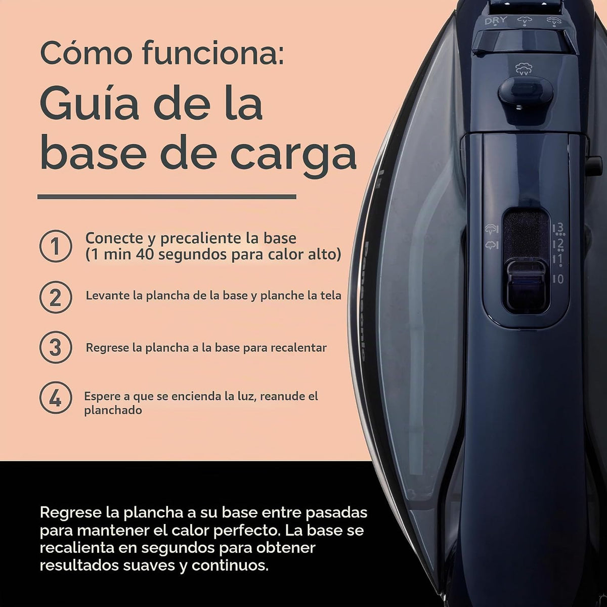 Plancha de vapor\/seca inalámbrica Panasonic 1500W - NI-WL700A - Pl...