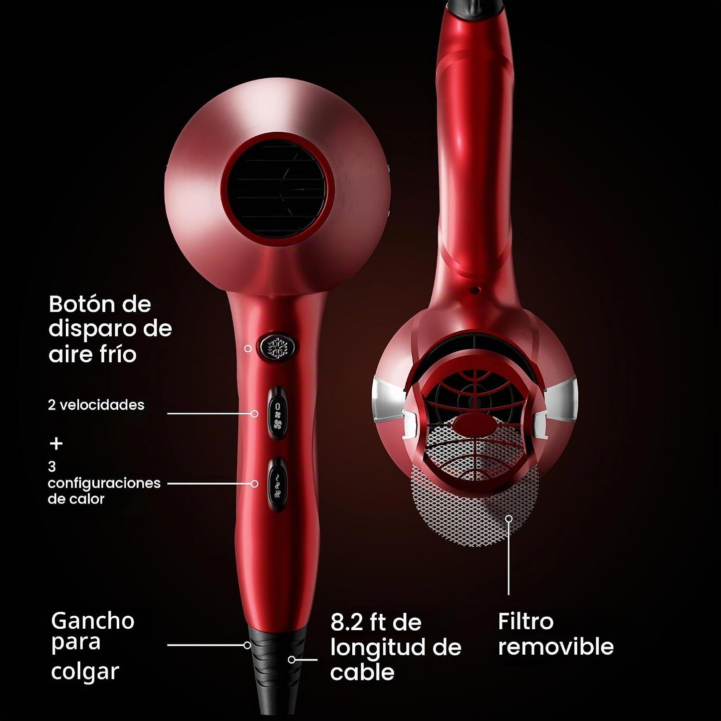 TREZORO Secador de pelo profesional para mujer \u2013 Secador de pe...