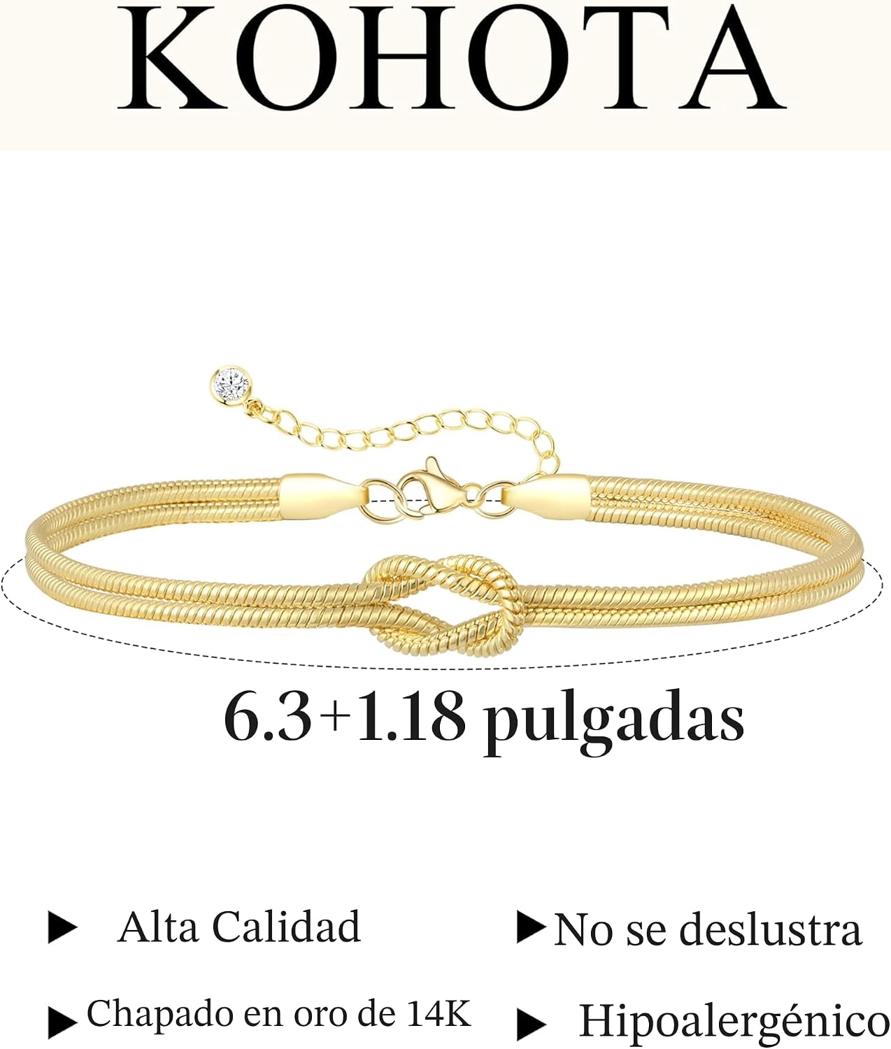 KOHOTA - Pulseras de plata y oro para mujer, chapadas en oro de 14...