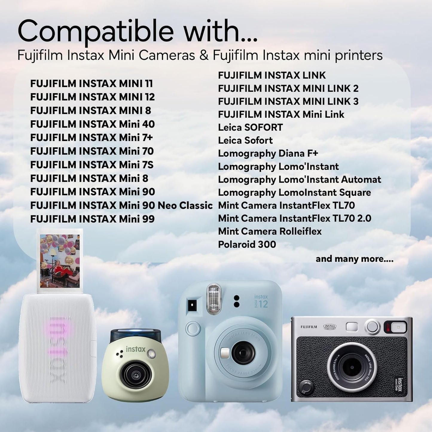 Fujifilm Instax Mini película instantánea, 20 hojas, luz diurna bla...