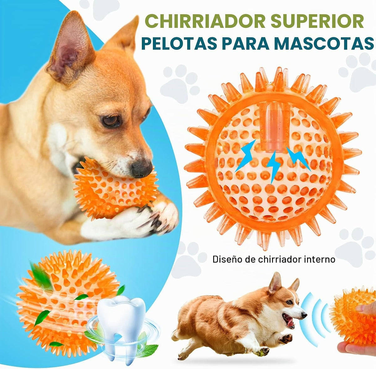 SHARLOVY Pelota de juguetes para perros grandes de 3.5", paquet...
