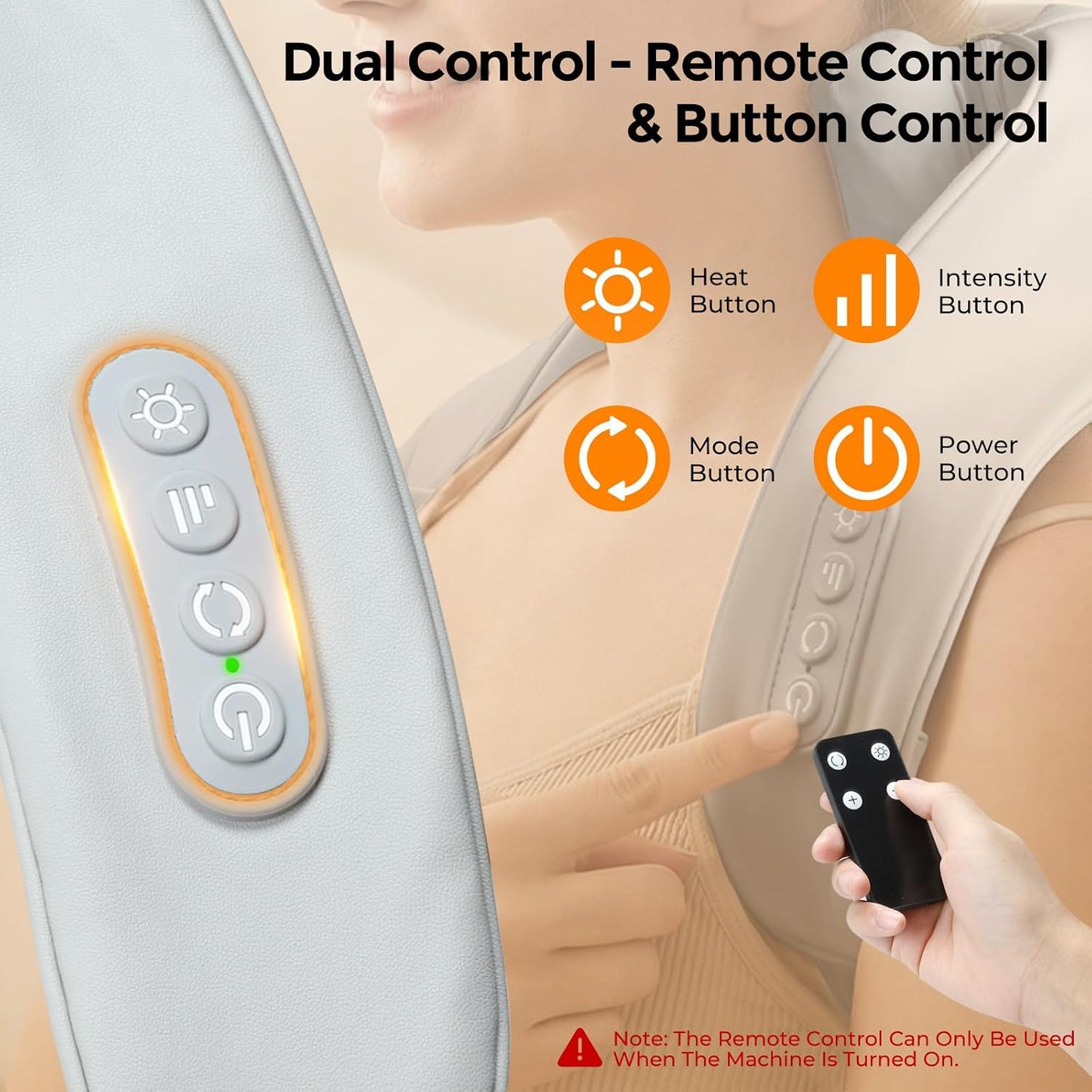 Masajeador de cuello inalámbrico con calor, control remoto Shiatsu...