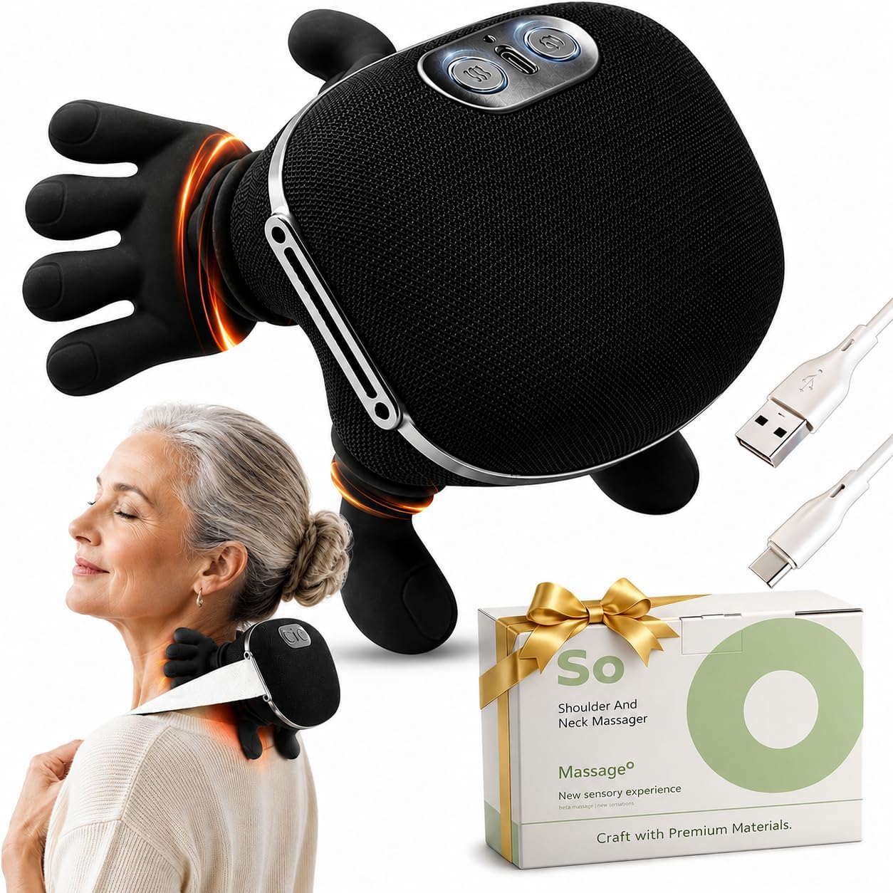 BeFit24 Masajeador de cuello de tejido profundo con calor, 4D mejor...