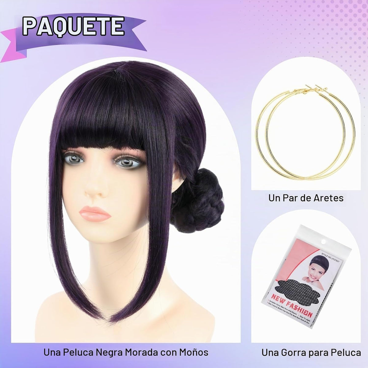 PUREHAIR Peluca corta de disfraz de anime para mujer, fibra de seda...