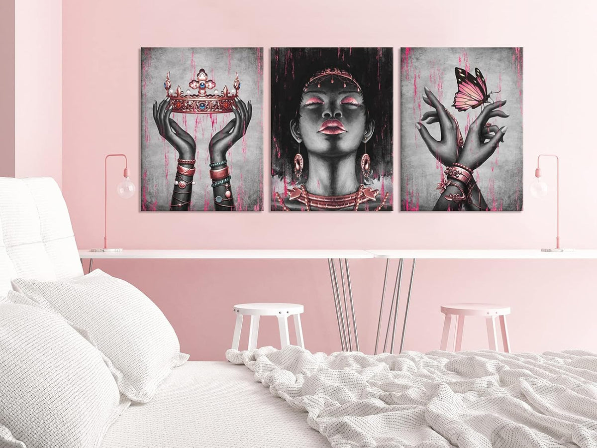 Visual Art Decor Arte de pared afroamericano rosa y gris, decoració...