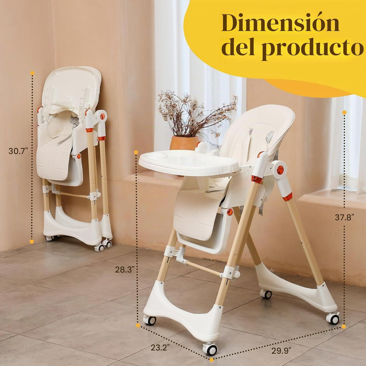 Silla alta 6 en 1 | Silla alta convertible para recién nacido a niñ...