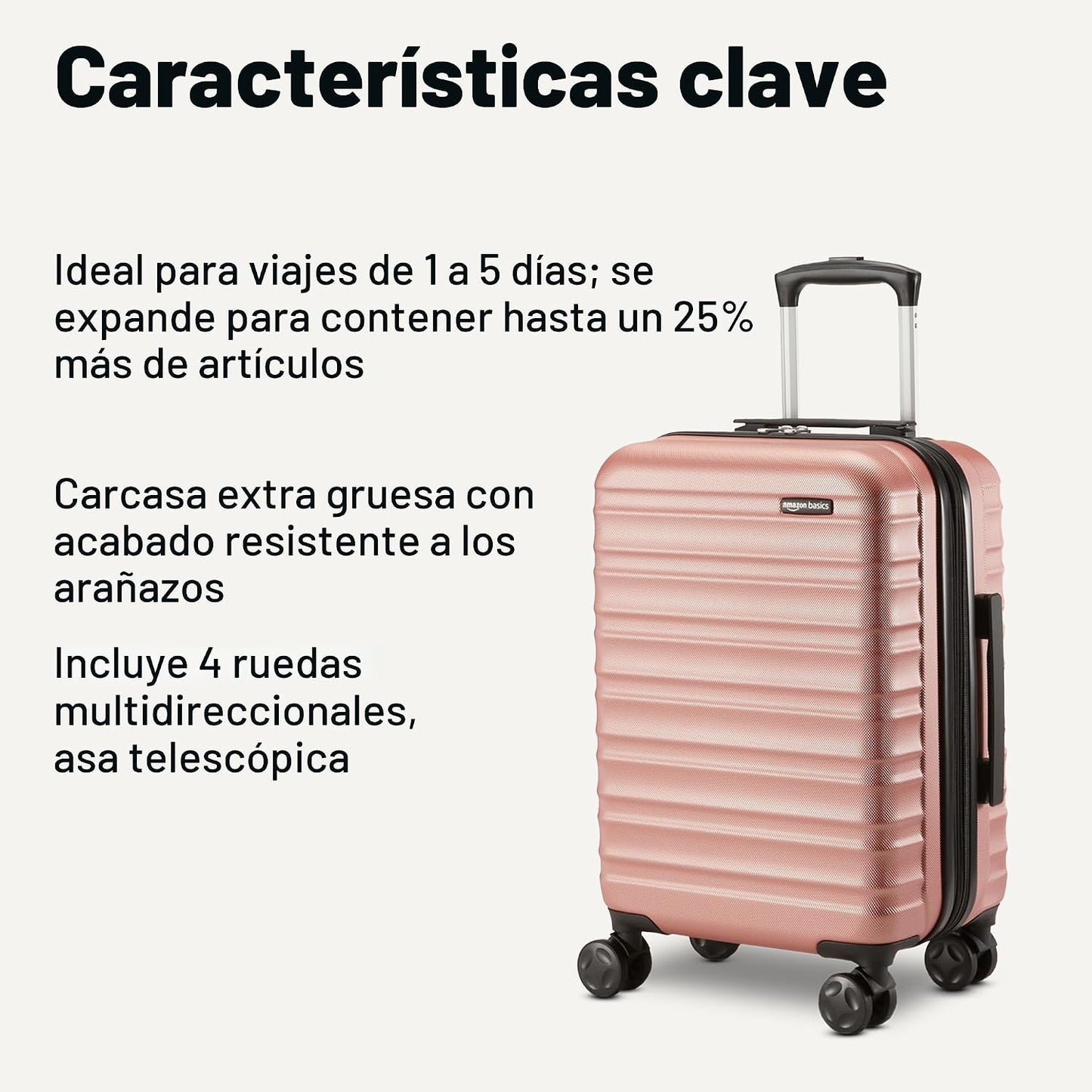 Amazon Basics Maleta rígida giratoria, equipaje de mano expandible...