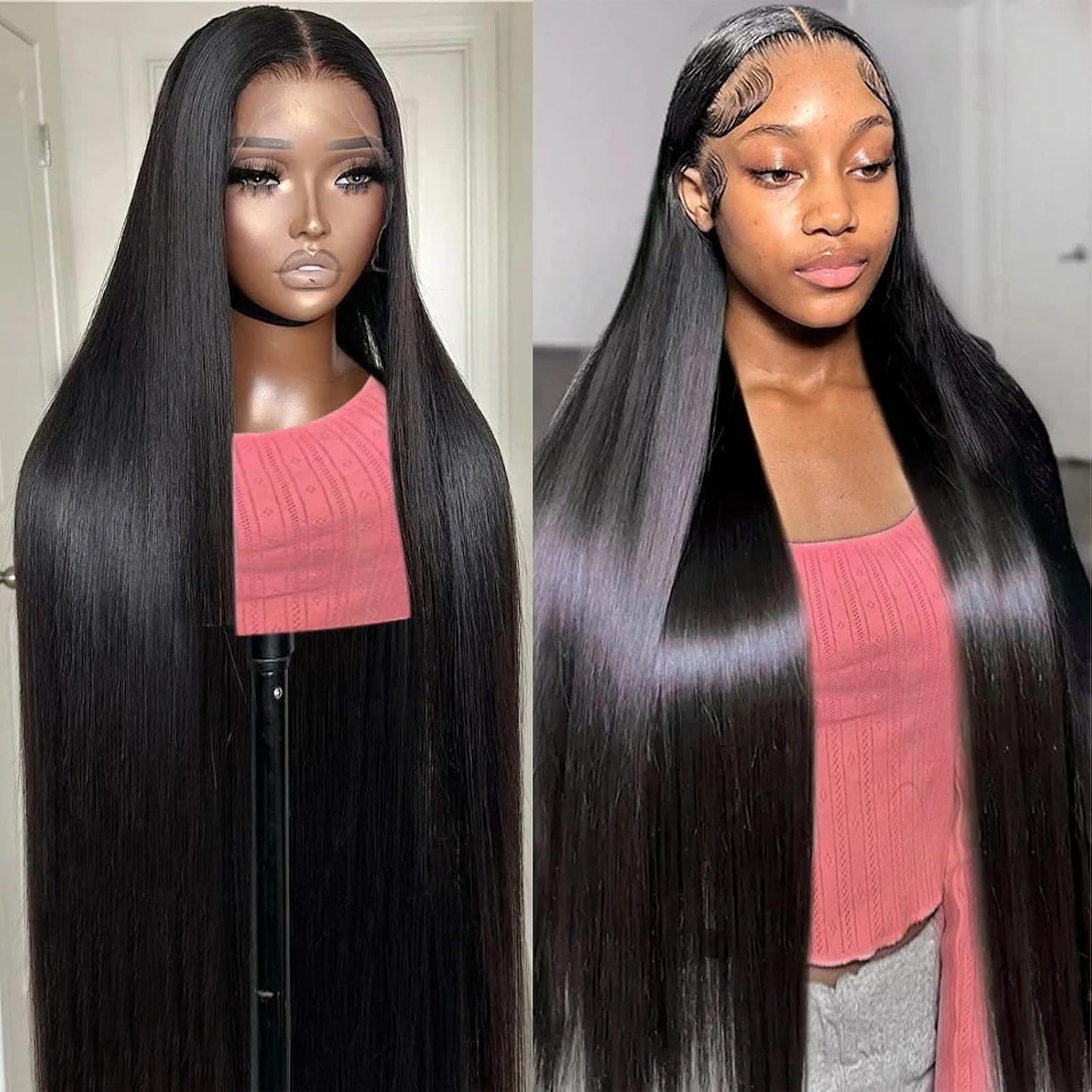 Btomar Pelucas de cabello humano de 30 pulgadas con encaje frontal...