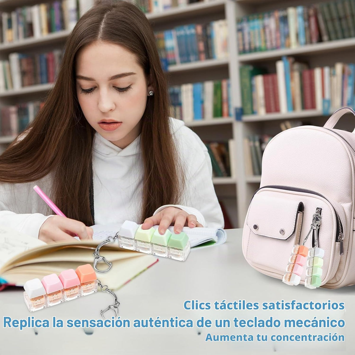 Juguete sensorial de teclado con clicker, 2 piezas, teclado silenci...