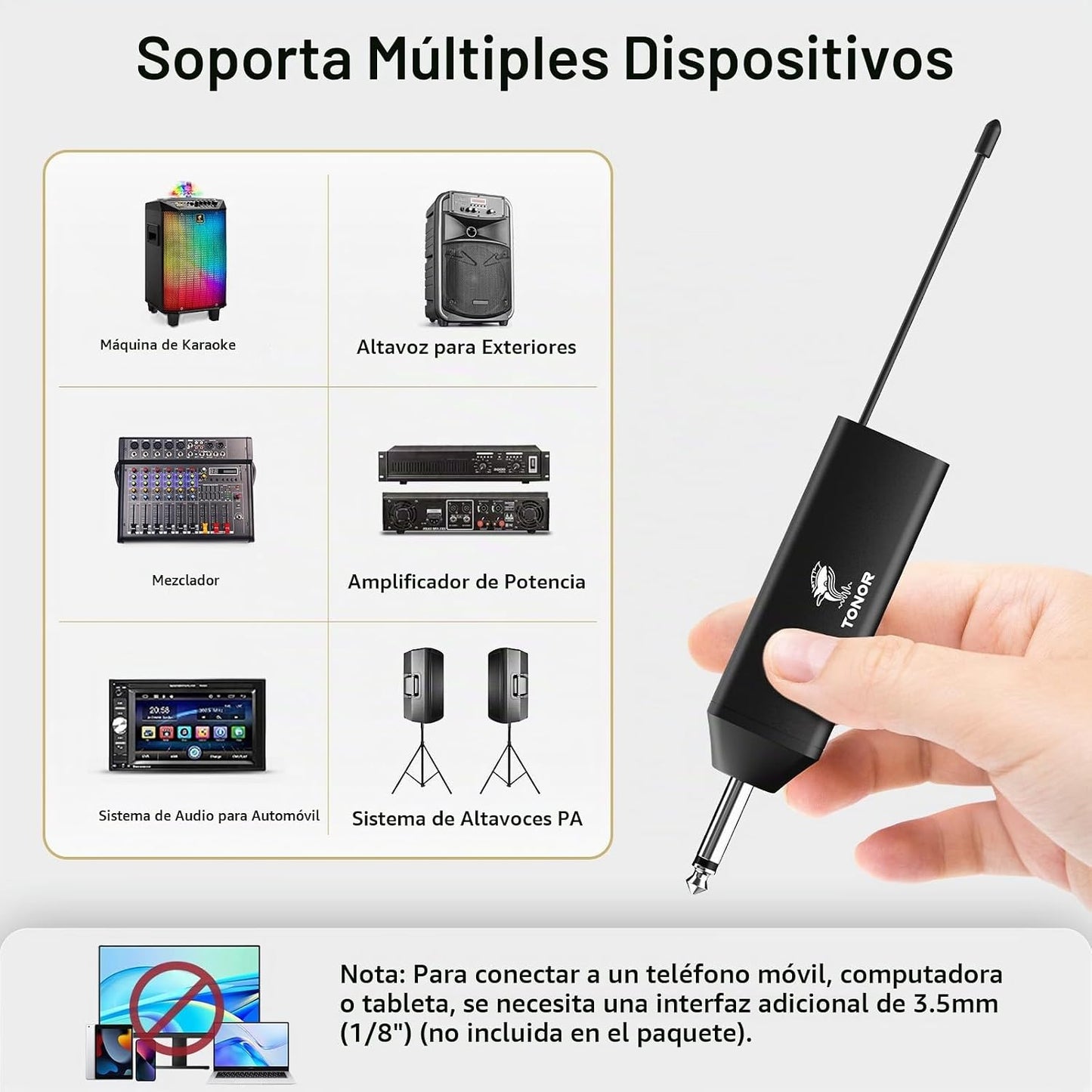 TONOR Sistema de micrófono inalámbrico UHF con micrófonos de auricu...