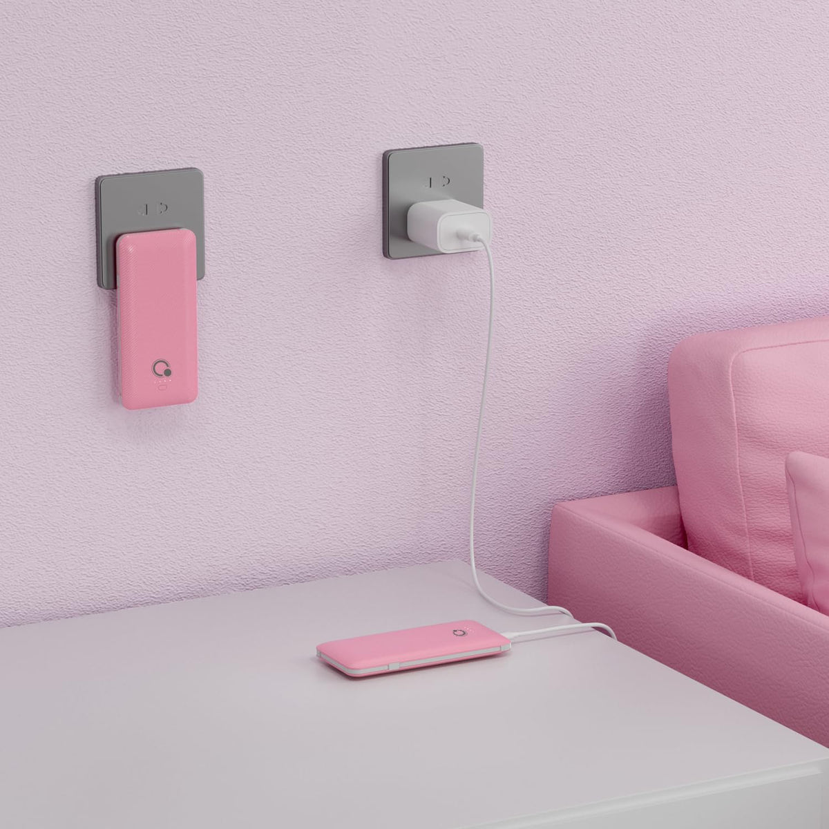 Cargador portátil con cables integrados y enchufe de pared de CA, b...