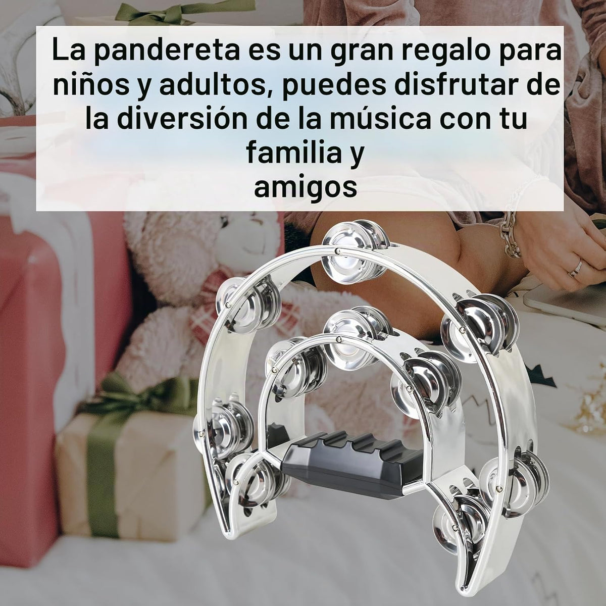 EASTROCK Pandereta Instrumento de Percusión Musical de Doble Hilera...